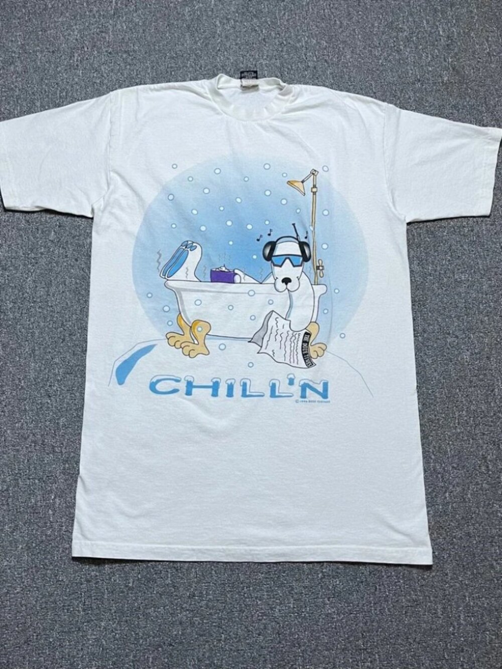 Vintage 1996 Doze Clothes T-Shirt‎ One Size White Chill'n Dog Graphic 90s Tee